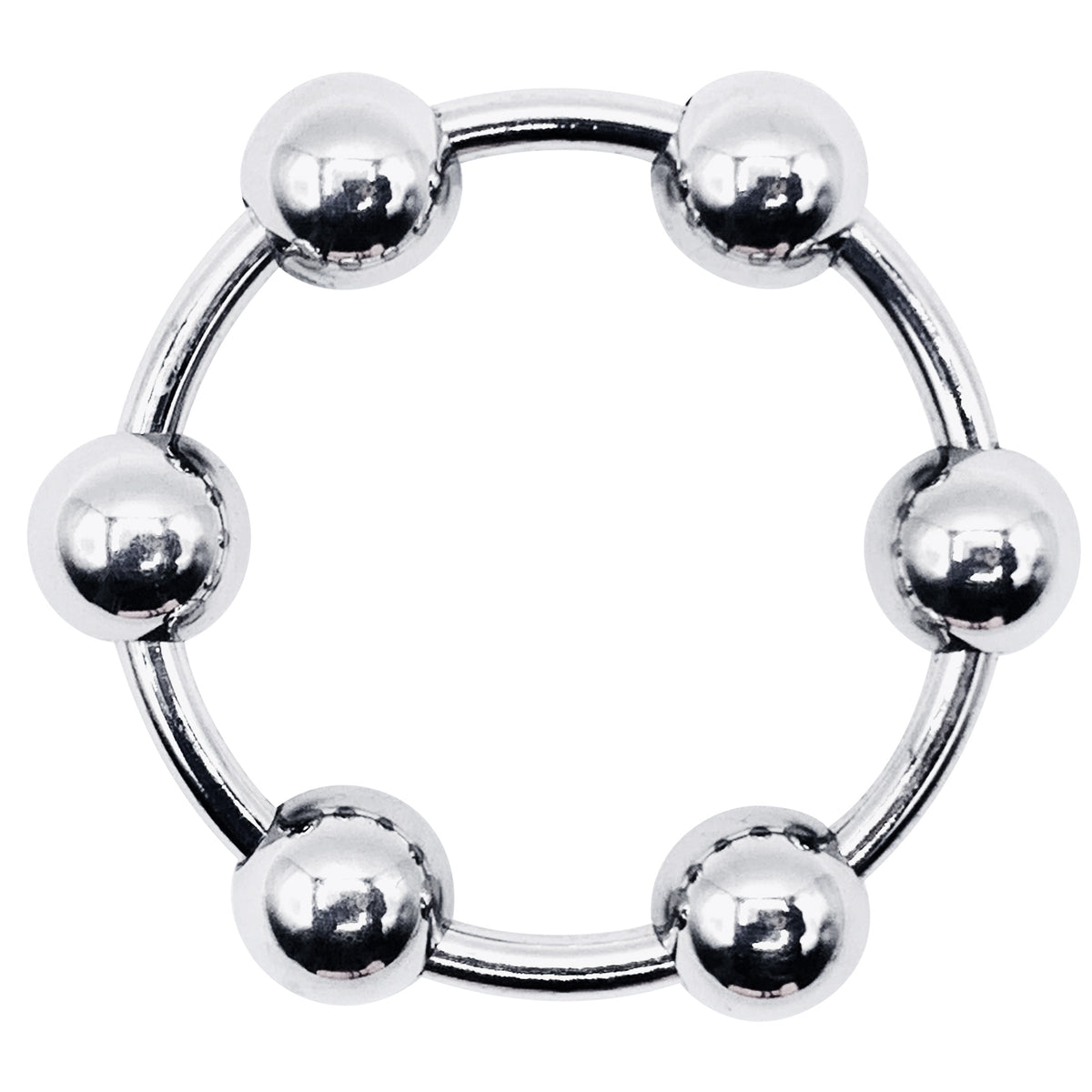 Eyro Stainless Steel Glans Cock Ring with 6 Fixed Balls  - ID 36mm