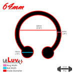 Eyro Stainless-Steel 2 Ball Bull Ring/Horseshoe Cock and Glans Ring 20mm-68mm