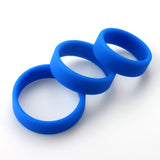 Flat Band-Style Cock Ring 3 Pack - 38mm/43mm/48mm Blue