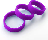 Flat Band-Style Smooth Silicone Cock Ring 3 Pack - 38mm/43mm/48mm Purple