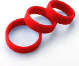 Flat Band-Style Smooth Silicone Cock Ring 3 Pack - 38mm/43mm/48mm Red