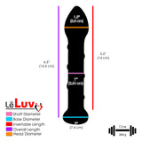 LeLuv 6 Inch Glass Dildo with Swirls Around Shaft in Premium Padded Pouch