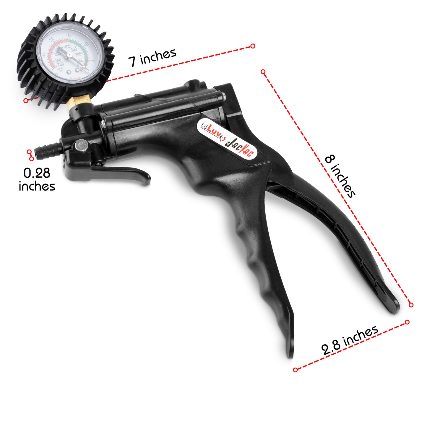 Jacvac Penis Pump | NPT Handle + Protected Gauge | 9" [on Shopify] Thick Wall, No Flange Cylinder