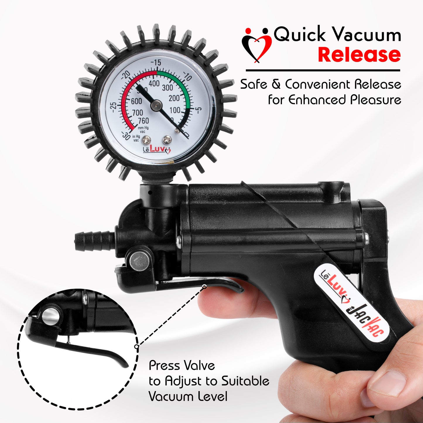 Jacvac Penis Pump | NPT Handle + Protected Gauge | 9" [on Shopify] Thick Wall, No Flange Cylinder