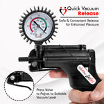 Jacvac Penis Pump | NPT Handle + Protected Gauge | 9" [on Shopify] Thick Wall, No Flange Cylinder