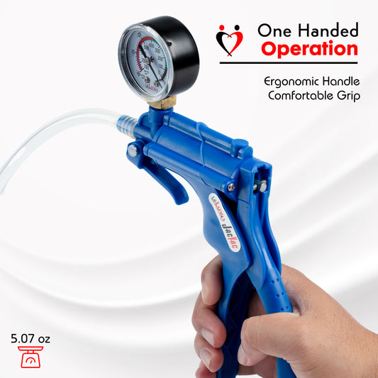 LeLuv JacVac Penis Pump - NPT Handle + Gauge - 9" Wide Flange Cylinder