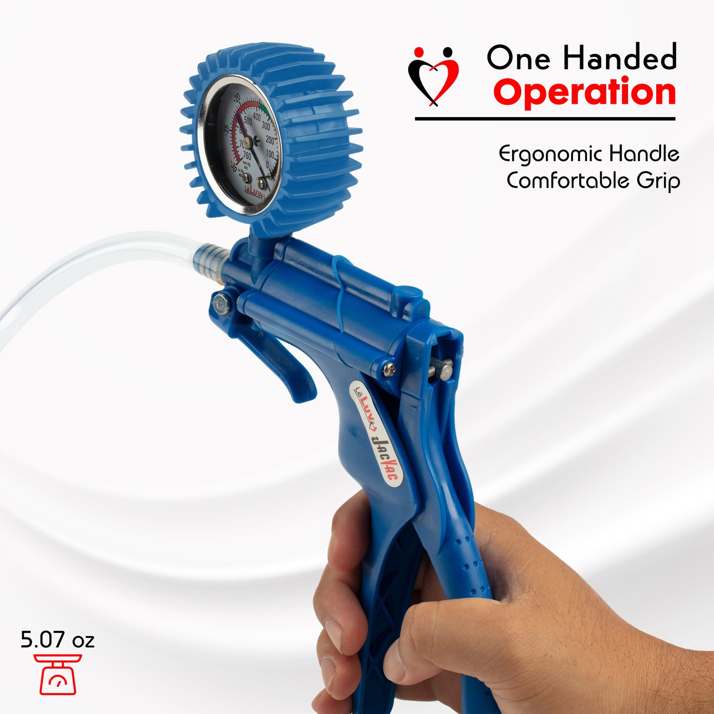 LeLuv JacVac Penis Pump - NPT Handle + Protected Gauge - 9" Wide Flange Cylinder