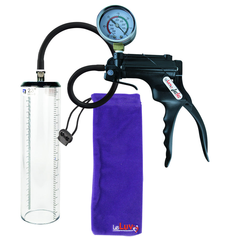 Jacvac Penis Pump | Black NPT Handle + Gauge, Silicone Hose | 9" x 2.3" Thick-Walled Penis Cylinder