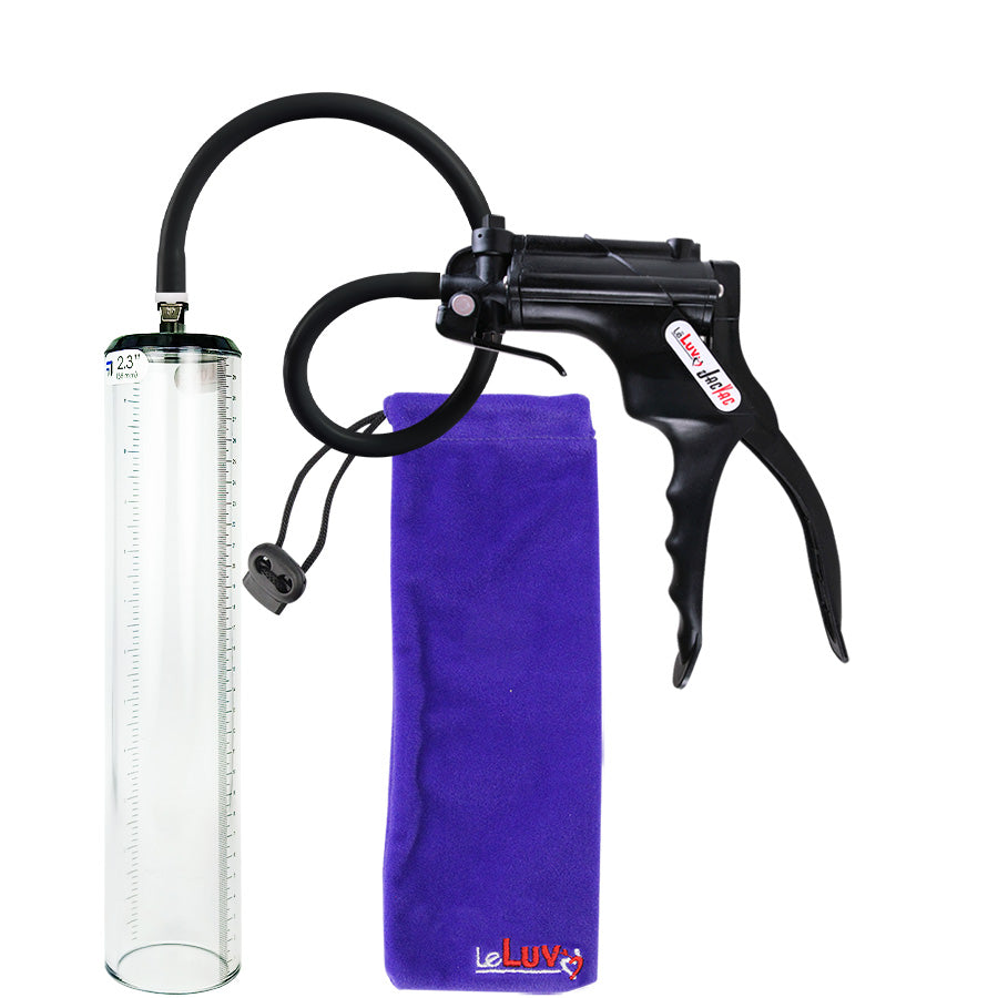 Jacvac Penis Pump | Black NPT Handle, Silicone Hose | 12" x 2.3" Thick-Walled Penis Cylinder