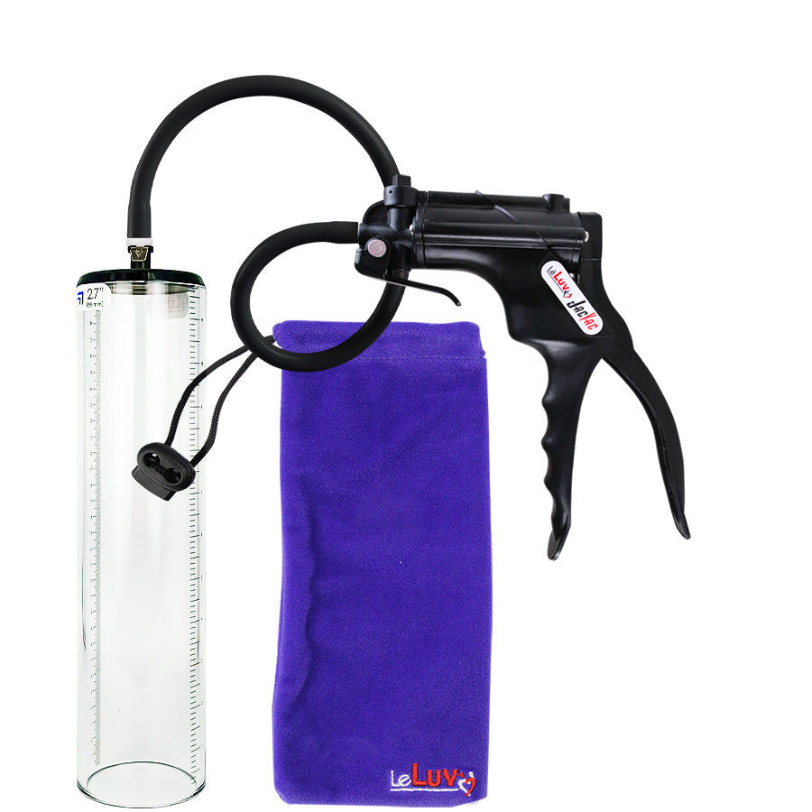 Jacvac Penis Pump | Black NPT Handle, Silicone Hose | 12" x 2.7" Thick-Walled Penis Cylinder