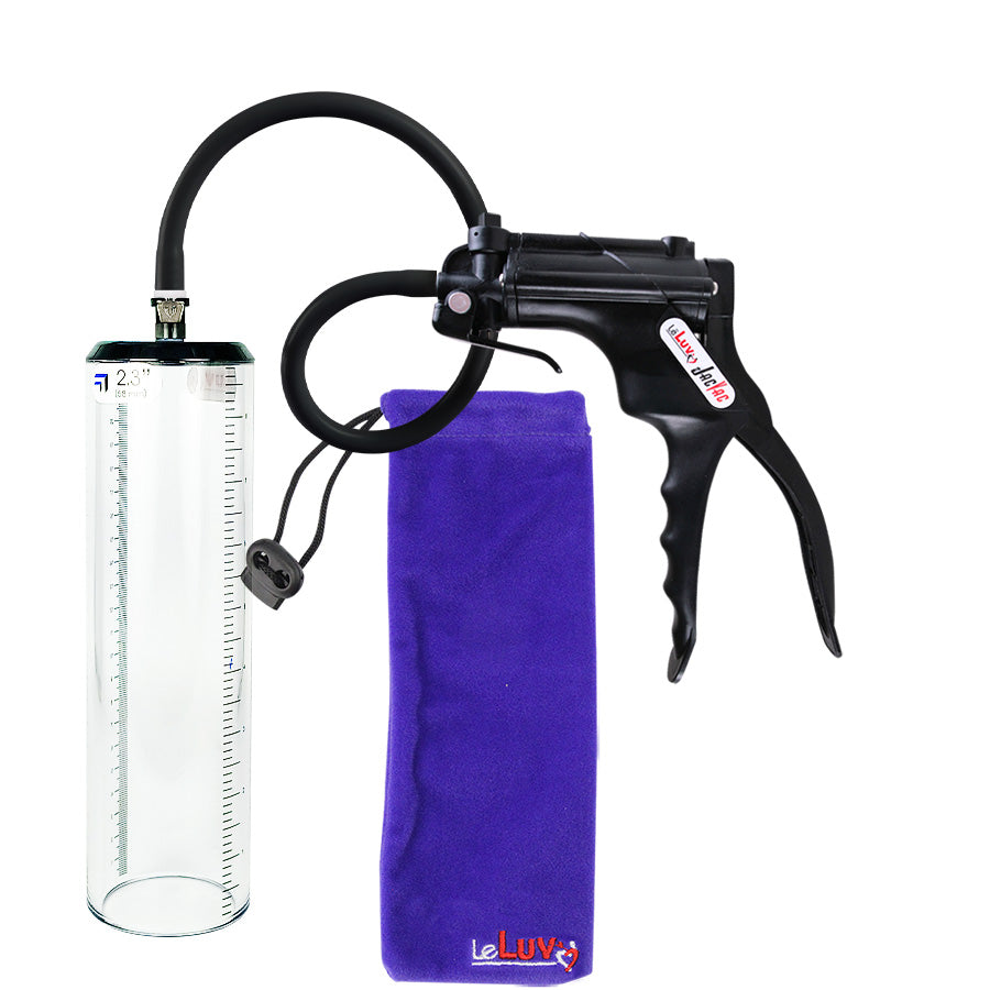 Jacvac Penis Pump | Black NPT Handle, Silicone Hose | 9" x 2.3" Thick-Walled Penis Cylinder