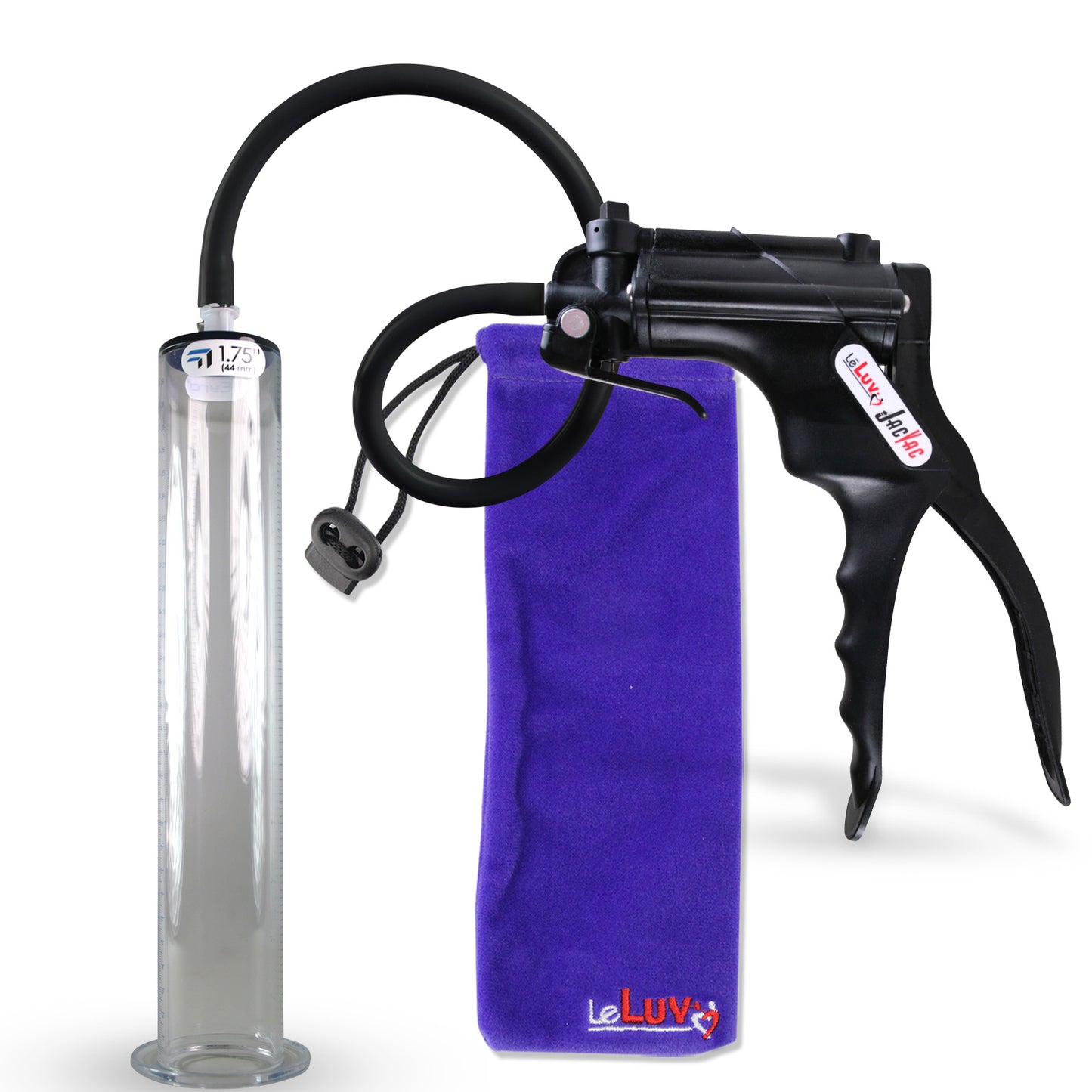 Jacvac Penis Pump | Black NPT Handle, Silicone Hose | 12" x 1.75" Wide Flange Cylinder