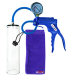 Jacvac Penis Pump | Blue NPT Handle + Gauge, Silicone Hose | 12" x 3.1" Thick-Walled Penis Cylinder