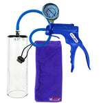 Jacvac Penis Pump | Blue NPT Handle + Gauge, Silicone Hose | 9" x 2.9" Thick-Walled Penis Cylinder