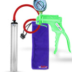 Jacvac Penis Pump | Green NPT Handle + Gauge, Silicone Hose | 12" x 1.3" Thick-Walled Penis Cylinder