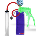 Jacvac Penis Pump | Green NPT Handle + Gauge, Silicone Hose | 12" x 1.7" Thick-Walled Penis Cylinder