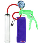 Jacvac Penis Pump | Green NPT Handle + Gauge, Silicone Hose | 12" x 2.3" Thick-Walled Penis Cylinder