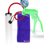 Jacvac Penis Pump | Green NPT Handle + Gauge, Silicone Hose | 12" x 2.5" Thick-Walled Penis Cylinder