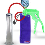 Jacvac Penis Pump | Green NPT Handle + Gauge, Silicone Hose | 12" x 2.25" Wide Flange Cylinder
