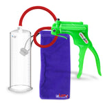 Jacvac Penis Pump | Green NPT Handle, Silicone Hose | 9" x 3.25" Round Flange Cylinder 