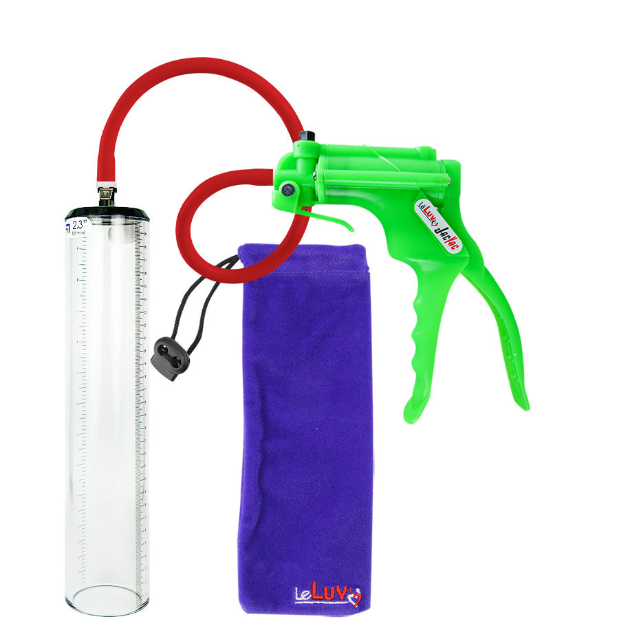 Jacvac Penis Pump | Green NPT Handle, Silicone Hose | 12" x 2.3" Thick-Walled Penis Cylinder