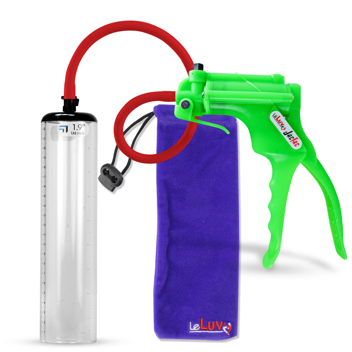 Jacvac Penis Pump | Green NPT Handle, Silicone Hose | 9" x 1.9" Thick-Walled Penis Cylinder