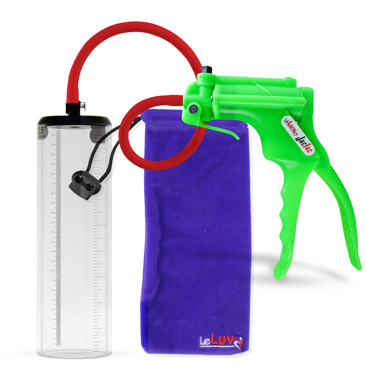Jacvac Penis Pump | Green NPT Handle, Silicone Hose | 9" x 2.5" Thick-Walled Penis Cylinder