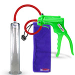 Jacvac Penis Pump | Green NPT Handle, Silicone Hose | 12" x 2.00" Wide Flange Cylinder