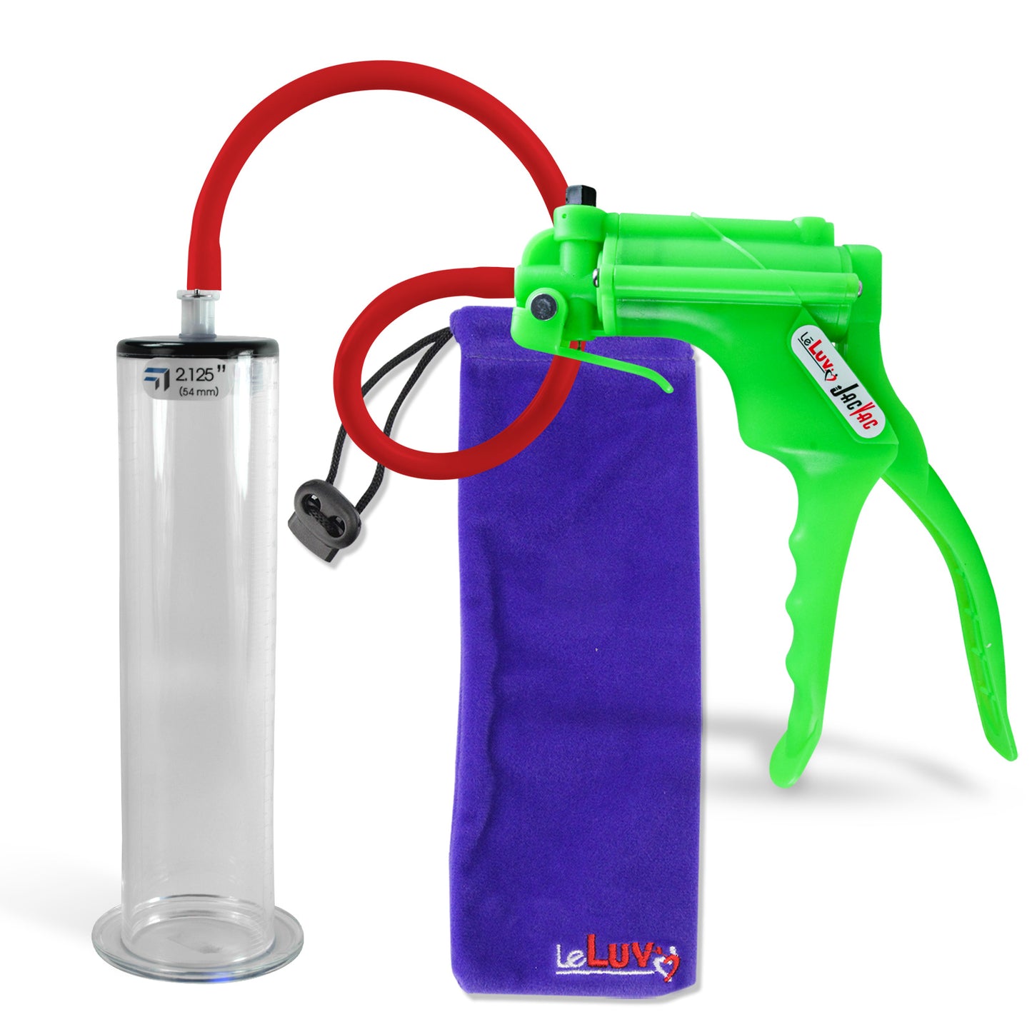 Jacvac Penis Pump | Green NPT Handle, Silicone Hose | 9" x 2.125" Wide Flange Cylinder