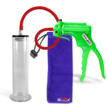 Jacvac Penis Pump | Green NPT Handle, Silicone Hose | 9" x 2.125" Wide Flange Cylinder