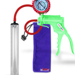 Jacvac Penis Pump | Green NPT Handle + Protected Gauge, Silicone Hose | 12" x 1.5" Thick-Walled Penis Cylinder