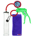 Jacvac Penis Pump | Green NPT Handle + Protected Gauge, Silicone Hose | 12" x 2.7" Thick-Walled Penis Cylinder