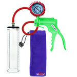 Jacvac Penis Pump | Green NPT Handle + Protected Gauge, Silicone Hose | 9" x 2.3" Thick-Walled Penis Cylinder
