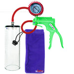Jacvac Penis Pump | Green NPT Handle + Protected Gauge, Silicone Hose | 9" x 3.1" Thick-Walled Penis Cylinder