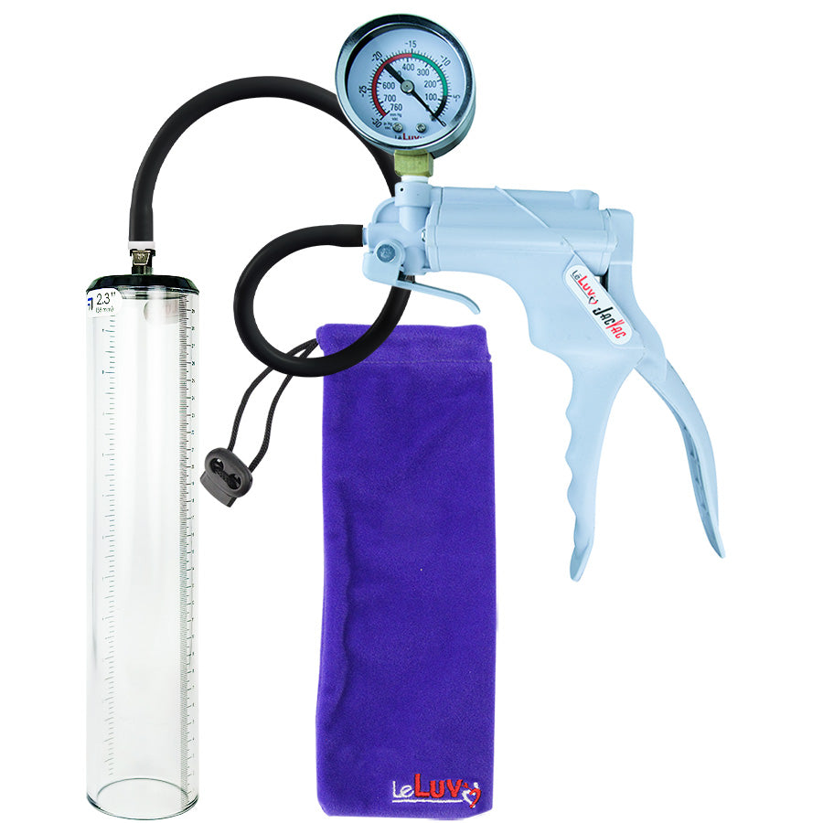 Jacvac Penis Pump | Grey NPT Handle + Gauge, Silicone Hose | 12" x 2.3" Thick-Walled Penis Cylinder