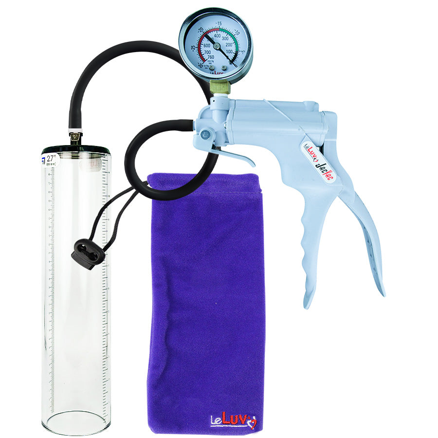 Jacvac Penis Pump | Grey NPT Handle + Gauge, Silicone Hose | 12" x 2.7" Thick-Walled Penis Cylinder