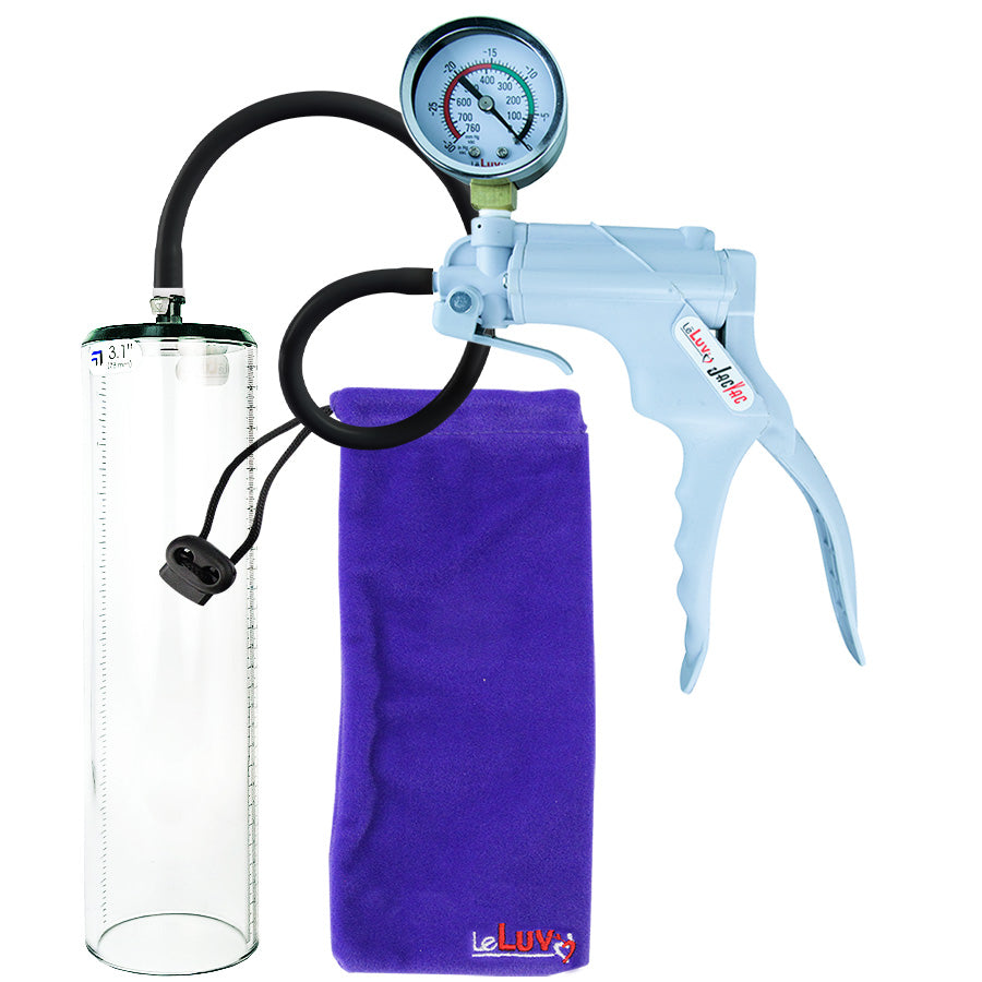 Jacvac Penis Pump | Grey NPT Handle + Gauge, Silicone Hose | 12" x 3.1" Thick-Walled Penis Cylinder