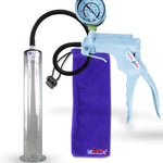 Jacvac Penis Pump | Grey NPT Handle + Gauge, Silicone Hose | 12" x 1.75" Wide Flange Cylinder