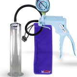 Jacvac Penis Pump | Grey NPT Handle + Gauge, Silicone Hose | 12" x 2.25" Wide Flange Cylinder