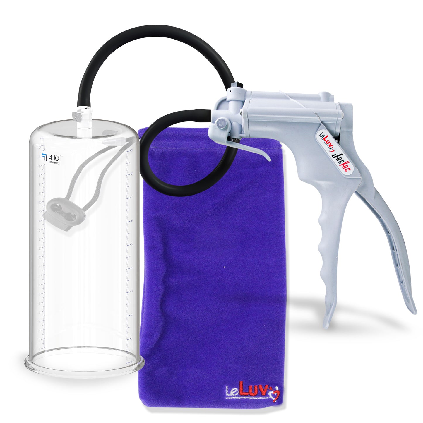 Jacvac Penis Pump | Grey NPT Handle, Silicone Hose | 9" x 4.10" Round Flange Cylinder 