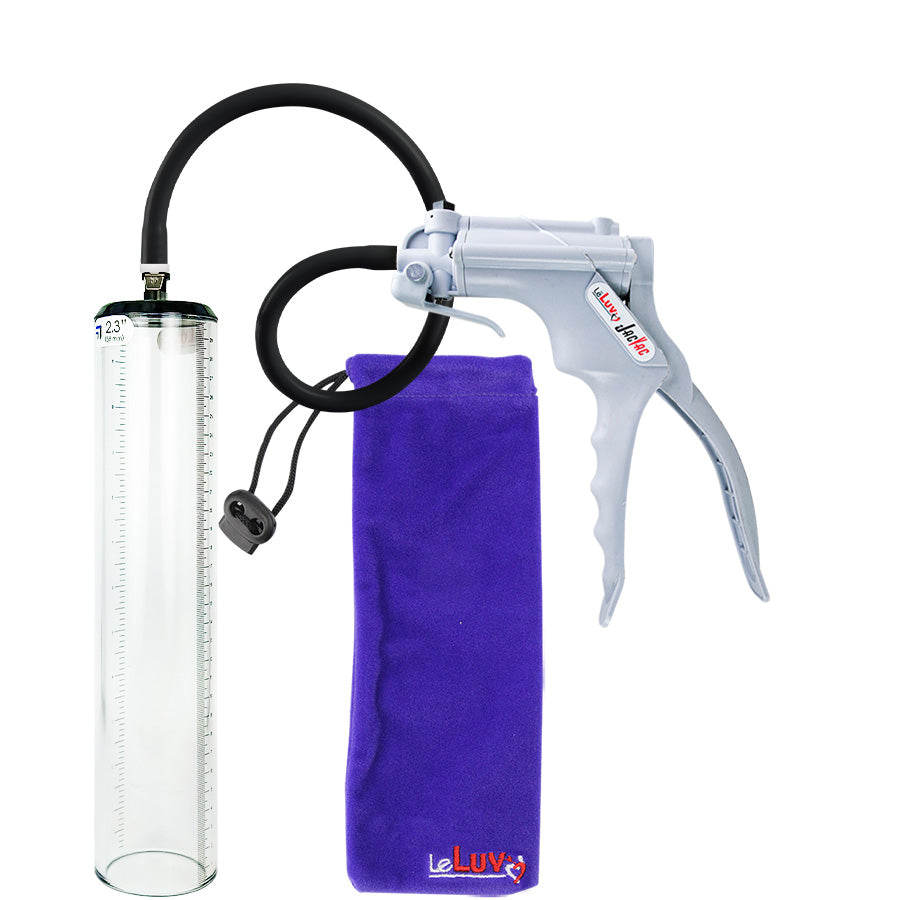 Jacvac Penis Pump | Grey NPT Handle, Silicone Hose | 12" x 2.3" Thick-Walled Penis Cylinder