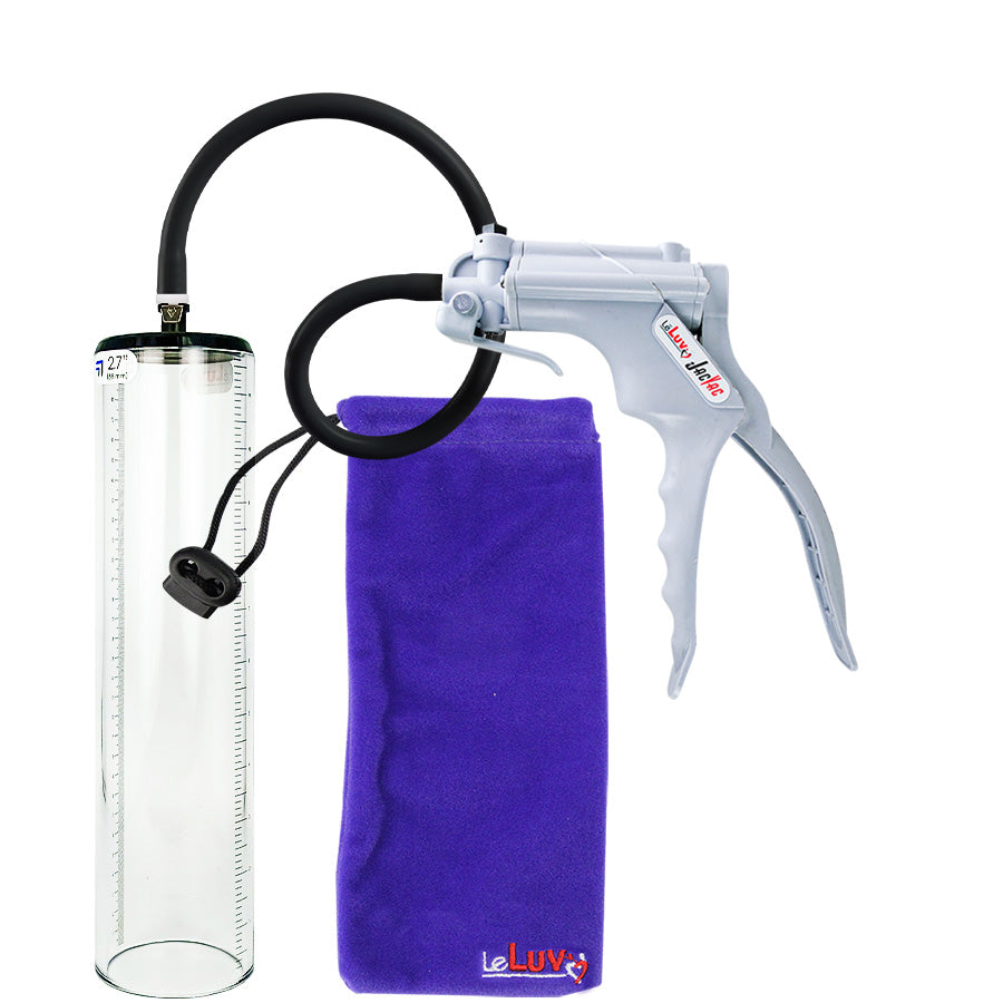 Jacvac Penis Pump | Grey NPT Handle, Silicone Hose | 12" x 2.7" Thick-Walled Penis Cylinder