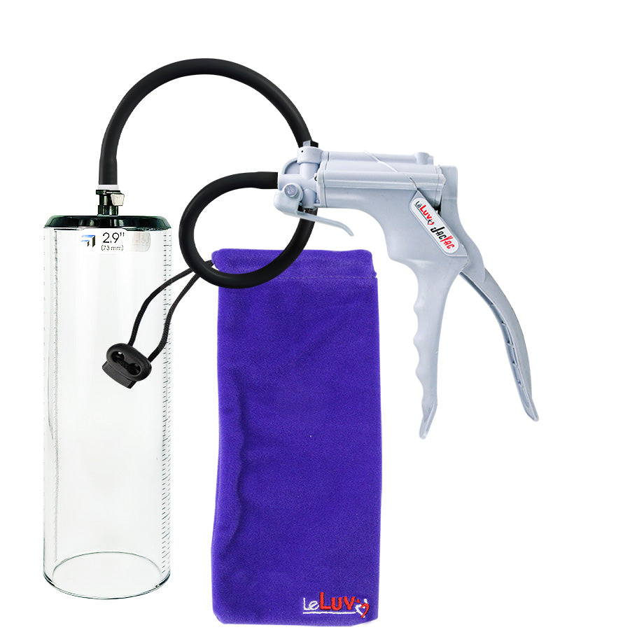 Jacvac Penis Pump | Grey NPT Handle, Silicone Hose | 9" x 2.9" Thick-Walled Penis Cylinder