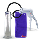 Jacvac Penis Pump | Grey NPT Handle, Silicone Hose | 12" x 2.50" Wide Flange Cylinder