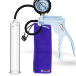 Jacvac Penis Pump | Grey NPT Handle + Protected Gauge, Silicone Hose | 12" x 2.00" Round Flange Cylinder 