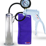 Jacvac Penis Pump | Grey NPT Handle + Protected Gauge, Silicone Hose | 12" x 2.50" Wide Flange Cylinder
