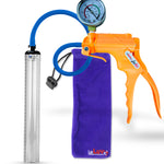 Jacvac Penis Pump | Orange NPT Handle + Gauge, Silicone Hose | 12" x 1.3" Thick-Walled Penis Cylinder