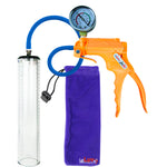 Jacvac Penis Pump | Orange NPT Handle + Gauge, Silicone Hose | 12" x 2.3" Thick-Walled Penis Cylinder