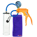 Jacvac Penis Pump | Orange NPT Handle + Gauge, Silicone Hose | 9" x 2.7" Thick-Walled Penis Cylinder