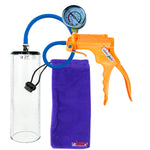 Jacvac Penis Pump | Orange NPT Handle + Gauge, Silicone Hose | 9" x 2.9" Thick-Walled Penis Cylinder